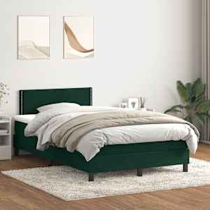 Box spring postel s matrací a LED tmavě zelená 120x210 cm samet - obrázek 4