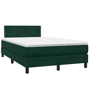 Box spring postel s matrací a LED tmavě zelená 120x210 cm samet - obrázek 5