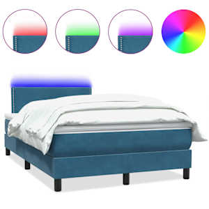 Box spring postel s matrací a LED tmavě modrá 120x210 cm samet - obrázek 2