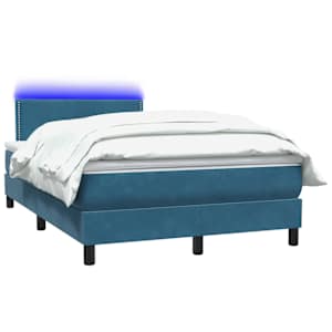 Box spring postel s matrací a LED tmavě modrá 120x210 cm samet - obrázek 3