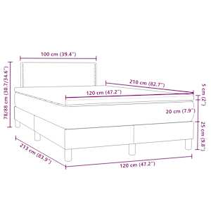 Box spring postel s matrací a LED tmavě modrá 120x210 cm samet - obrázek 16