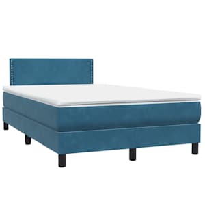 Box spring postel s matrací a LED tmavě modrá 120x210 cm samet - obrázek 5