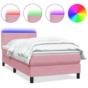 Box spring postel s matrací a LED růžová 120x210 cm samet - obrázek 2