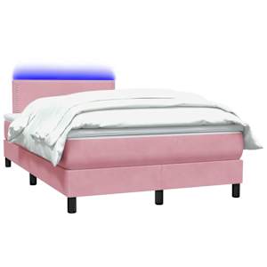 Box spring postel s matrací a LED růžová 120x210 cm samet - obrázek 3