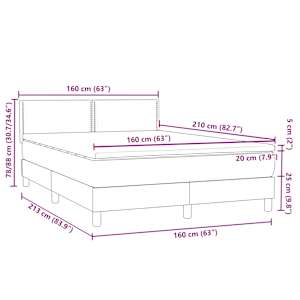 Box spring postel s matrací a LED světle šedá 160x210 cm samet - obrázek 16