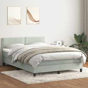 Box spring postel s matrací a LED světle šedá 160x210 cm samet - obrázek 4