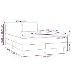 Box spring postel s matrací a LED tmavě šedá 160x210 cm samet - obrázek 16