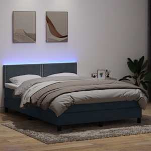 Box spring postel s matrací a LED tmavě šedá 160x210 cm samet - obrázek 1