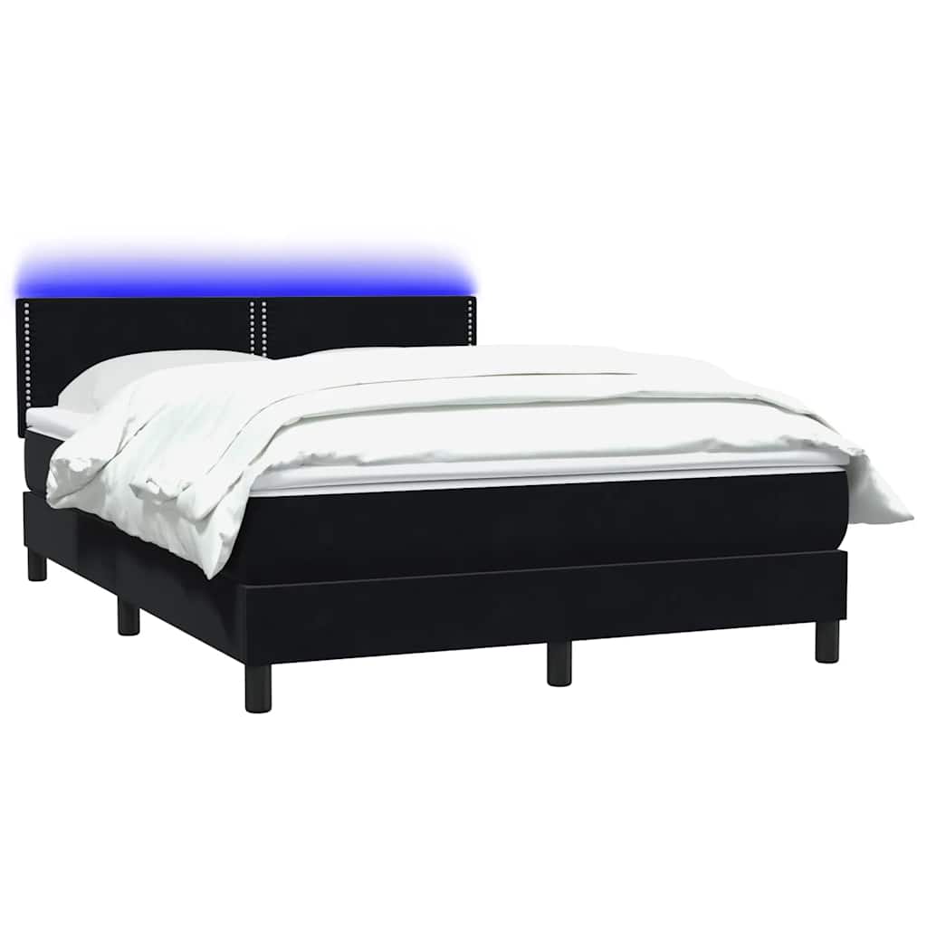 Thumbnail - vidaXL Boxspringbett mit Matratze & LED Schwarz 160x210 cm Samt