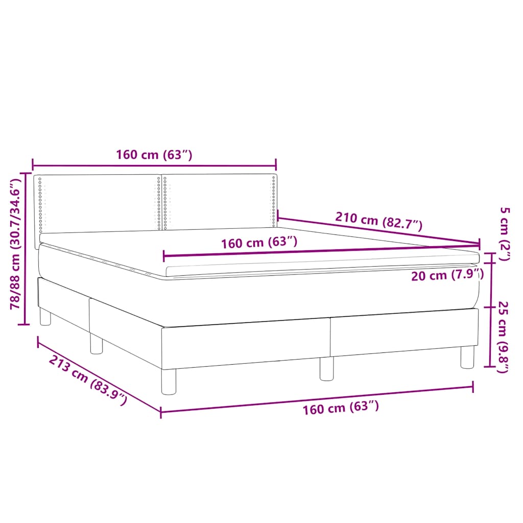 Box spring postel s matrací a LED černá 160x210 cm samet - obrázek 16
