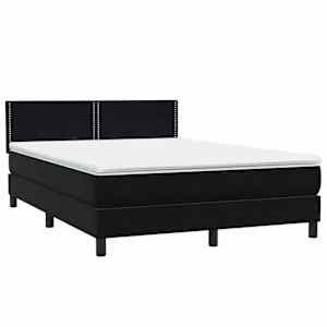 Box spring postel s matrací a LED černá 160x210 cm samet - obrázek 5