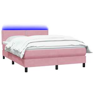 Box spring postel s matrací a LED růžová 160x210 cm samet - obrázek 3
