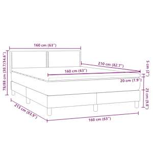 Box spring postel s matrací a LED růžová 160x210 cm samet - obrázek 16