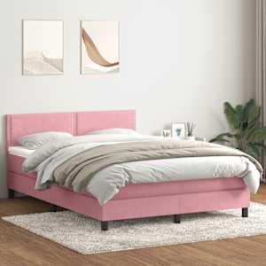 Box spring postel s matrací a LED růžová 160x210 cm samet - obrázek 4