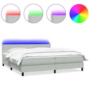 Box spring postel s matrací a LED světle šedá 180x210 cm samet - obrázek 2
