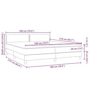 Box spring postel s matrací a LED světle šedá 180x210 cm samet - obrázek 16