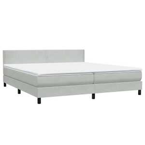 Box spring postel s matrací a LED světle šedá 180x210 cm samet - obrázek 5