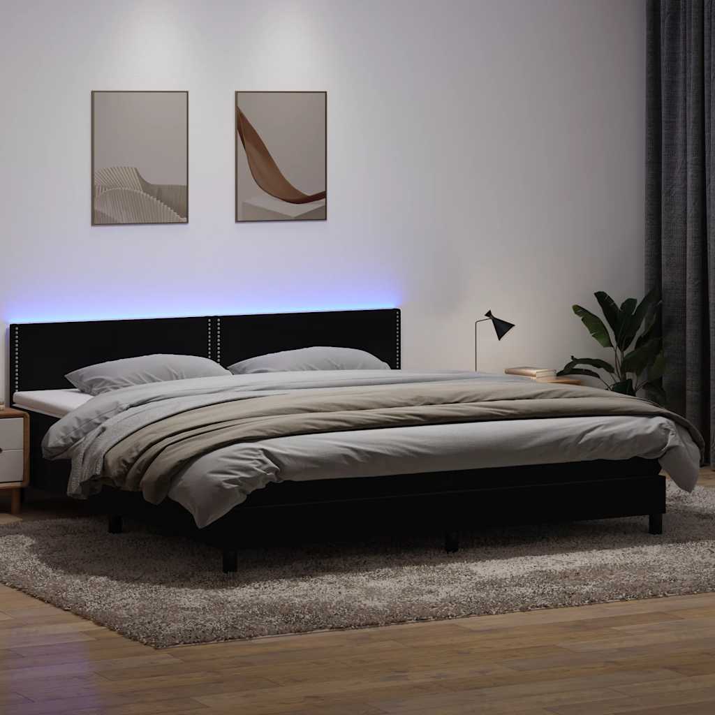 vidaXL Boxspringbett mit Matratze & LED Schwarz 180x210 cm Samt