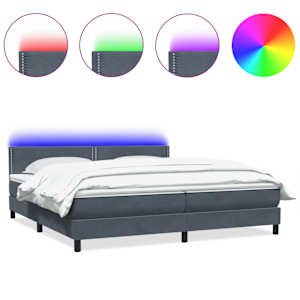 Box spring postel s matrací a LED tmavě šedá 200x210 cm samet - obrázek 2