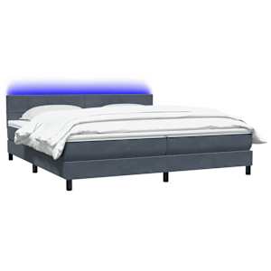 Box spring postel s matrací a LED tmavě šedá 200x210 cm samet - obrázek 3