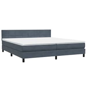 Box spring postel s matrací a LED tmavě šedá 200x210 cm samet - obrázek 5