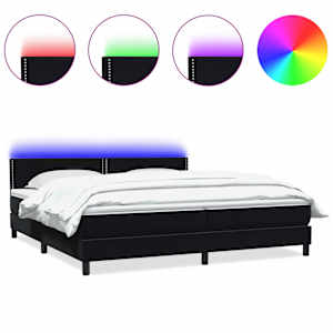 Box spring postel s matrací a LED černá 200x210 cm samet - obrázek 2