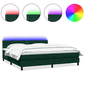 Box spring postel s matrací a LED tmavě zelená 200x210 cm samet - obrázek 2