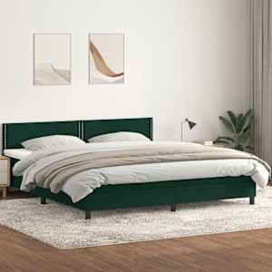 Box spring postel s matrací a LED tmavě zelená 200x210 cm samet - obrázek 4