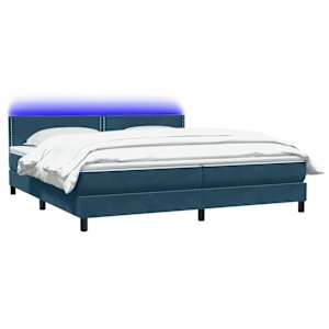 Box spring postel s matrací a LED tmavě modrá 200x210 cm samet - obrázek 3