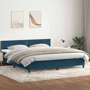 Box spring postel s matrací a LED tmavě modrá 200x210 cm samet - obrázek 4