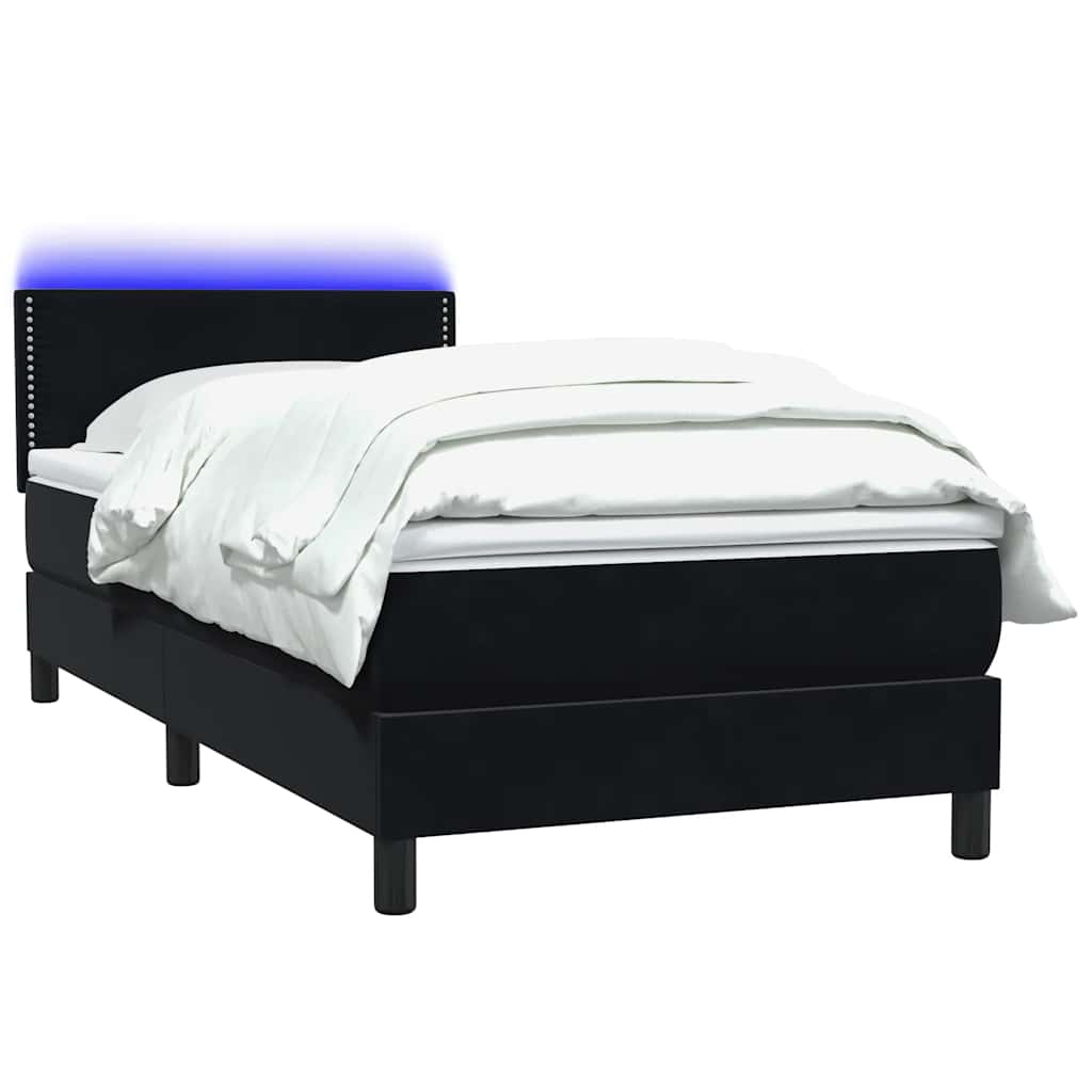 vidaXL Boxspring met matras fluweel zwart 80x220 cm afbeelding
