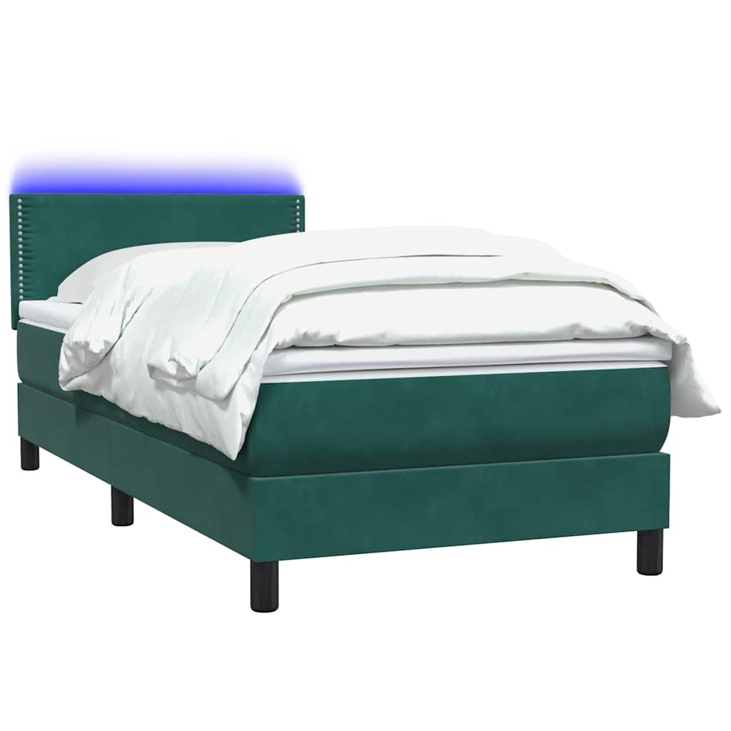 vidaXL Boxspring met matras fluweel donkergroen 80x220 cm afbeelding