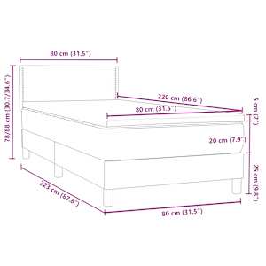 Box spring postel s matrací a LED tmavě zelená 80x220 cm samet - obrázek 16