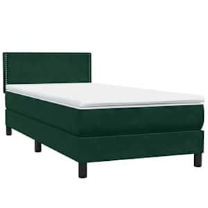 Box spring postel s matrací a LED tmavě zelená 80x220 cm samet - obrázek 5