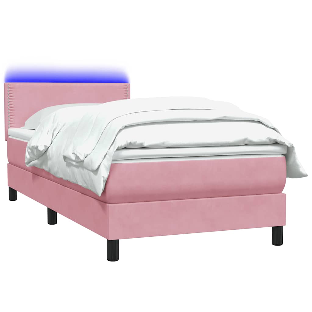 vidaXL Boxspring met matras fluweel roze 80x220 cm afbeelding