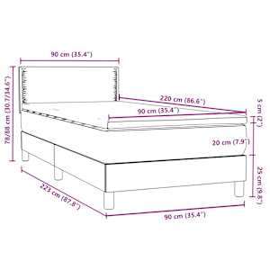 Box spring postel s matrací a LED tmavě zelená 90x220 cm samet - obrázek 16