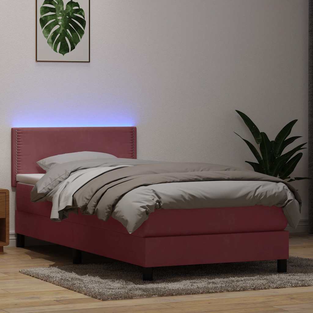 vidaXL Boxspringbett mit Matratze Rosa 90x220 cm Samt