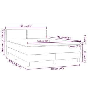 Box spring postel s matrací a LED světle šedá 160x220 cm samet - obrázek 16
