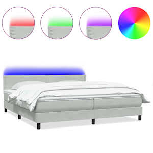 Box spring postel s matrací a LED světle šedá 180x220 cm samet - obrázek 2