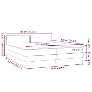 Box spring postel s matrací a LED tmavě zelená 180x220 cm samet - obrázek 16