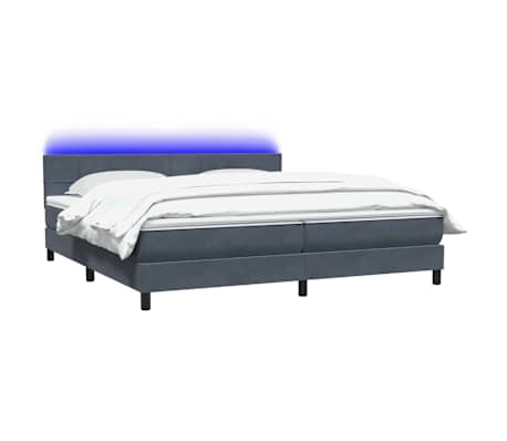 vidaXL Sommier &agrave; lattes de lit et matelas et LED gris fonc&eacute; 200x220cm velours