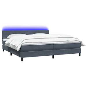 vidaXL Sommier &agrave; lattes de lit et matelas et LED gris fonc&eacute; 200x220cm velours