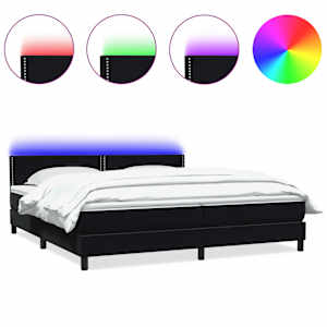 Box spring postel s matrací a LED černá 200x220 cm samet - obrázek 2