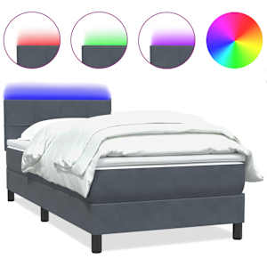 Box spring postel s matrací a LED tmavě šedá 80x210 cm samet - obrázek 2