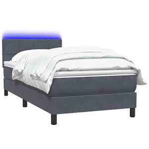 Box spring postel s matrací a LED tmavě šedá 80x210 cm samet - obrázek 3