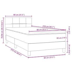 Box spring postel s matrací a LED tmavě šedá 80x210 cm samet - obrázek 16