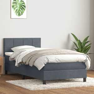 Box spring postel s matrací a LED tmavě šedá 80x210 cm samet - obrázek 4