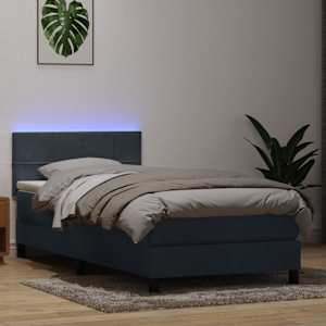 Box spring postel s matrací a LED tmavě šedá 80x210 cm samet - obrázek 1