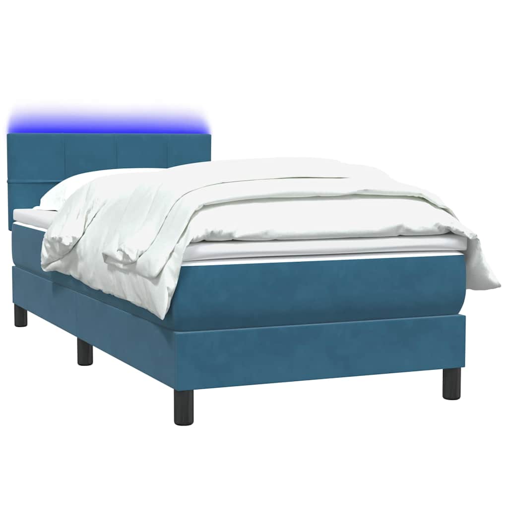 Thumbnail - vidaXL Boxspringbett mit Matratze & LED Dunkelblau 80x210 cm Samt