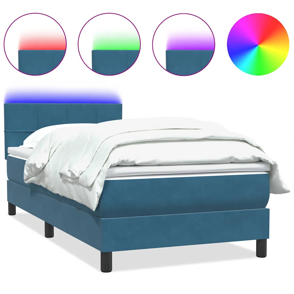 vidaXL Box spring postel s matrací tmavě modrá 100x210 cm samet